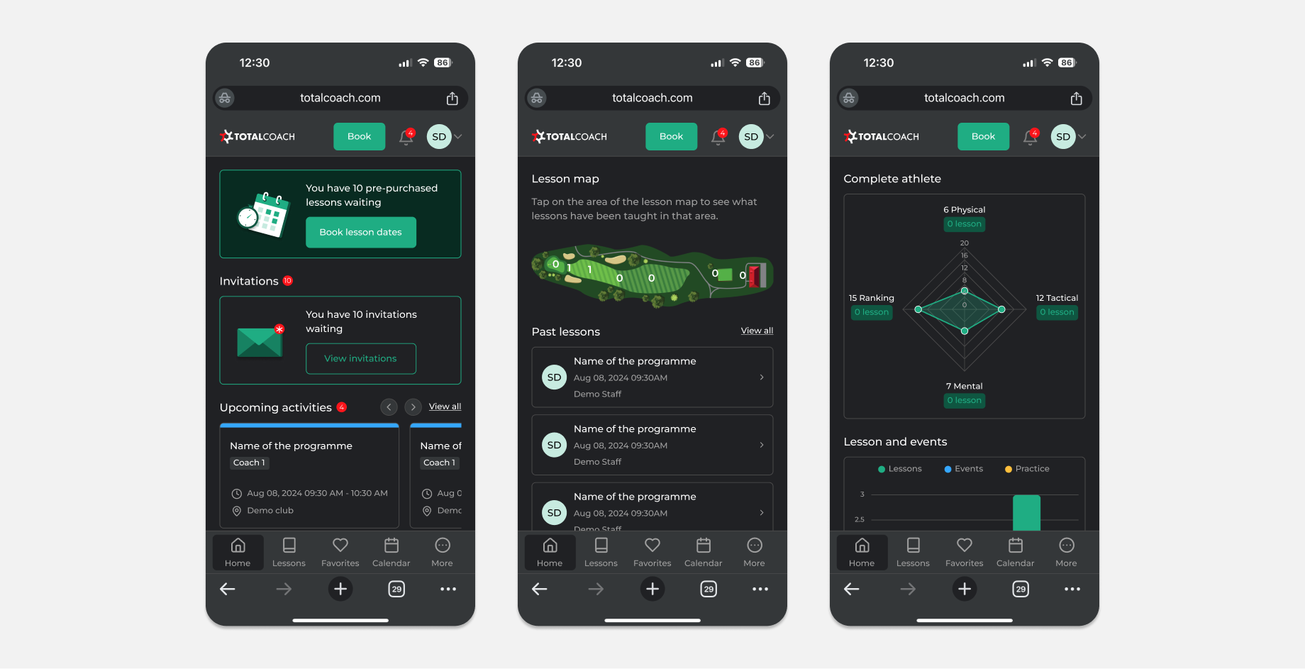 Dark mode version of the mobile homepage.