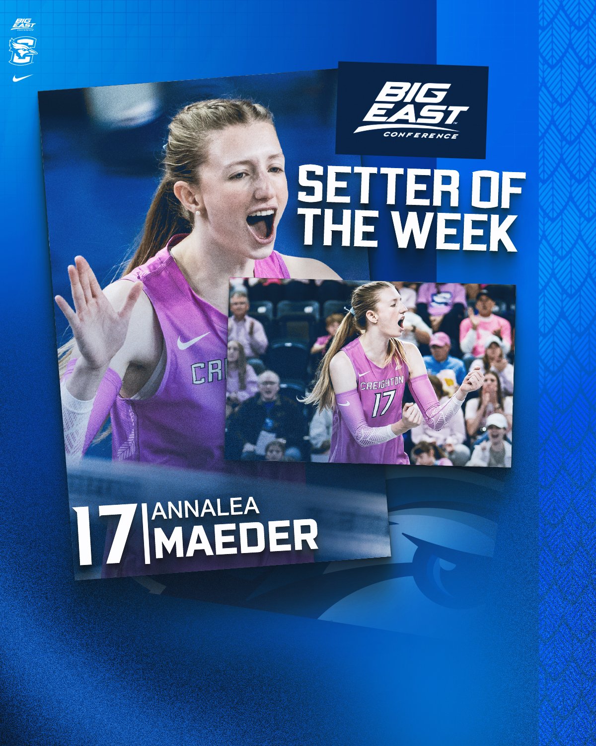 Maeder wins BIG EAST Player of the Week once again