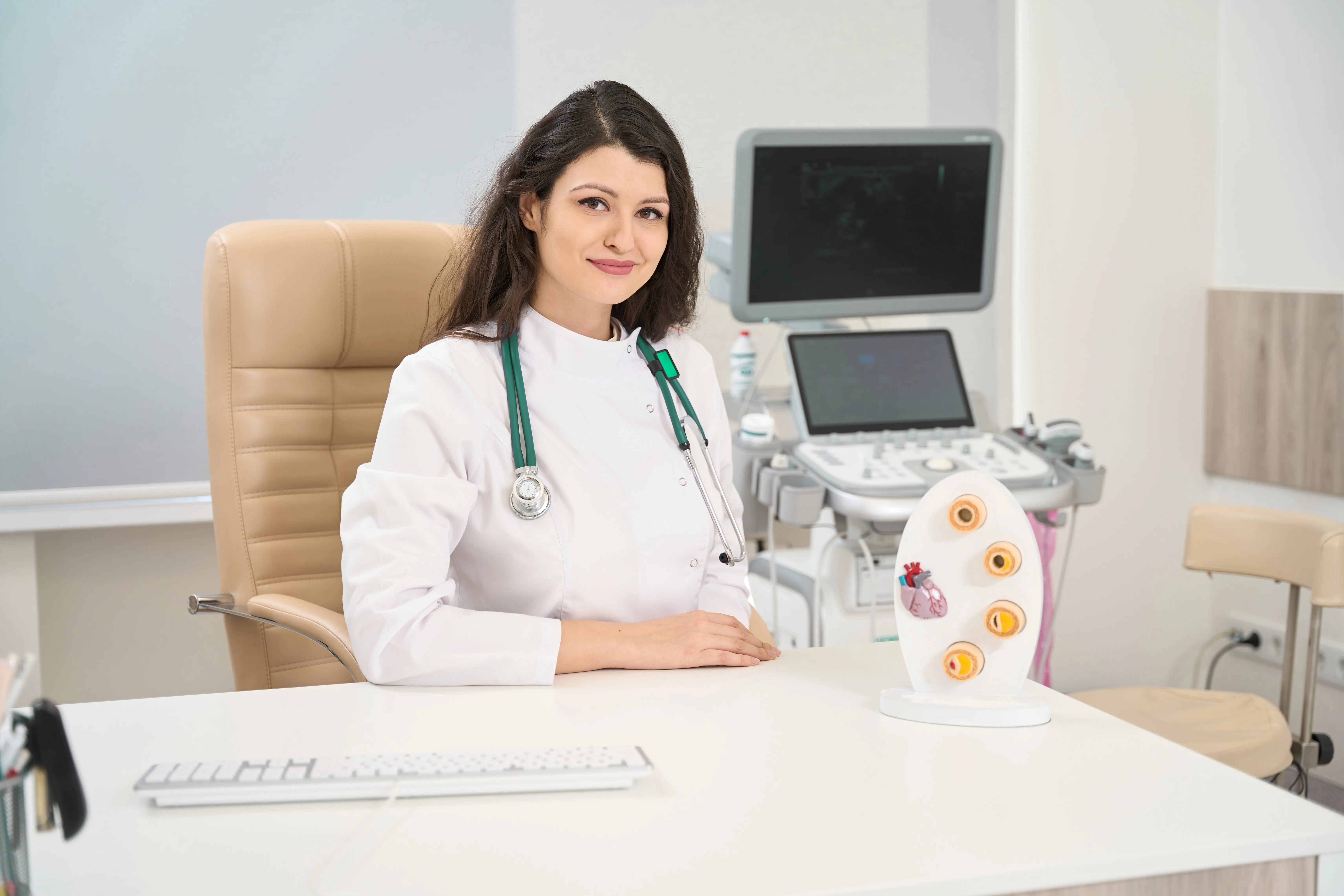 a doctor looking at the photo