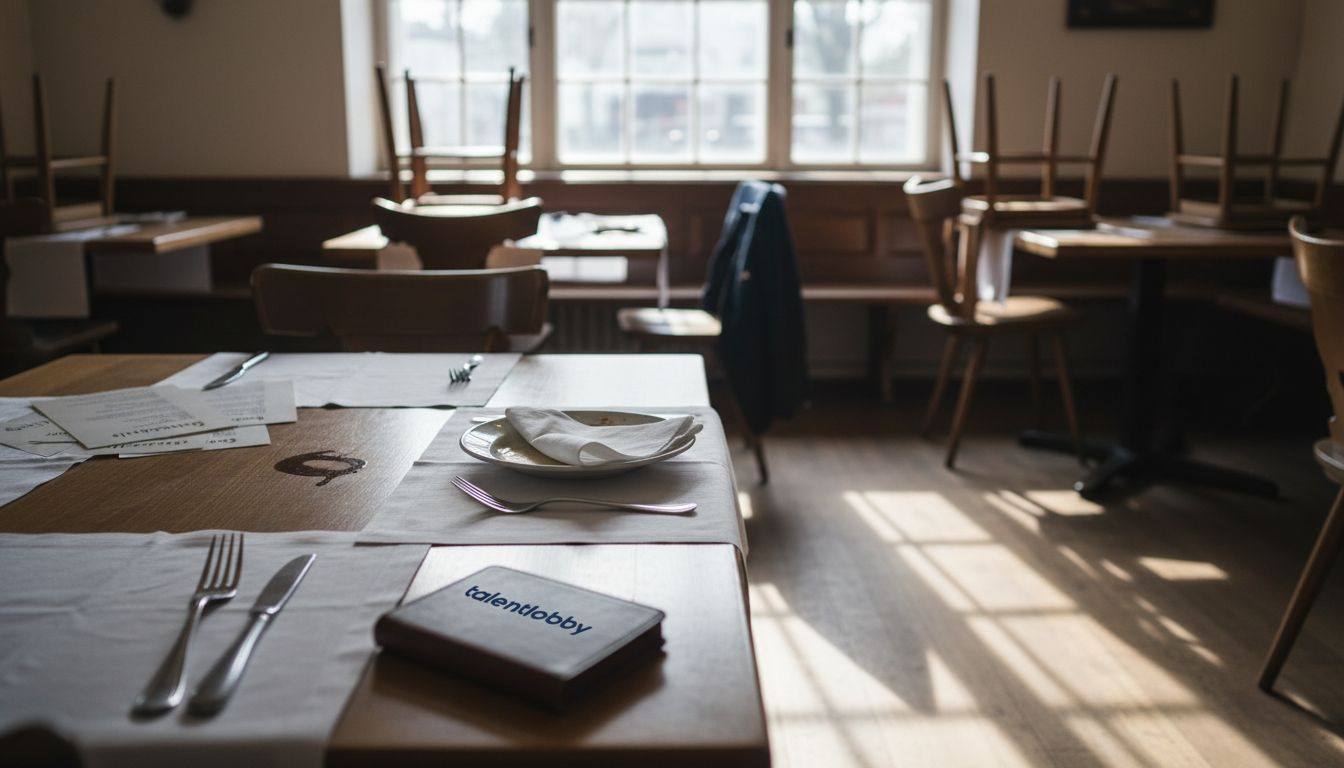 Ein Tisch im Restaurant bleibt unbesetzt, weil es an Personal mangelt.