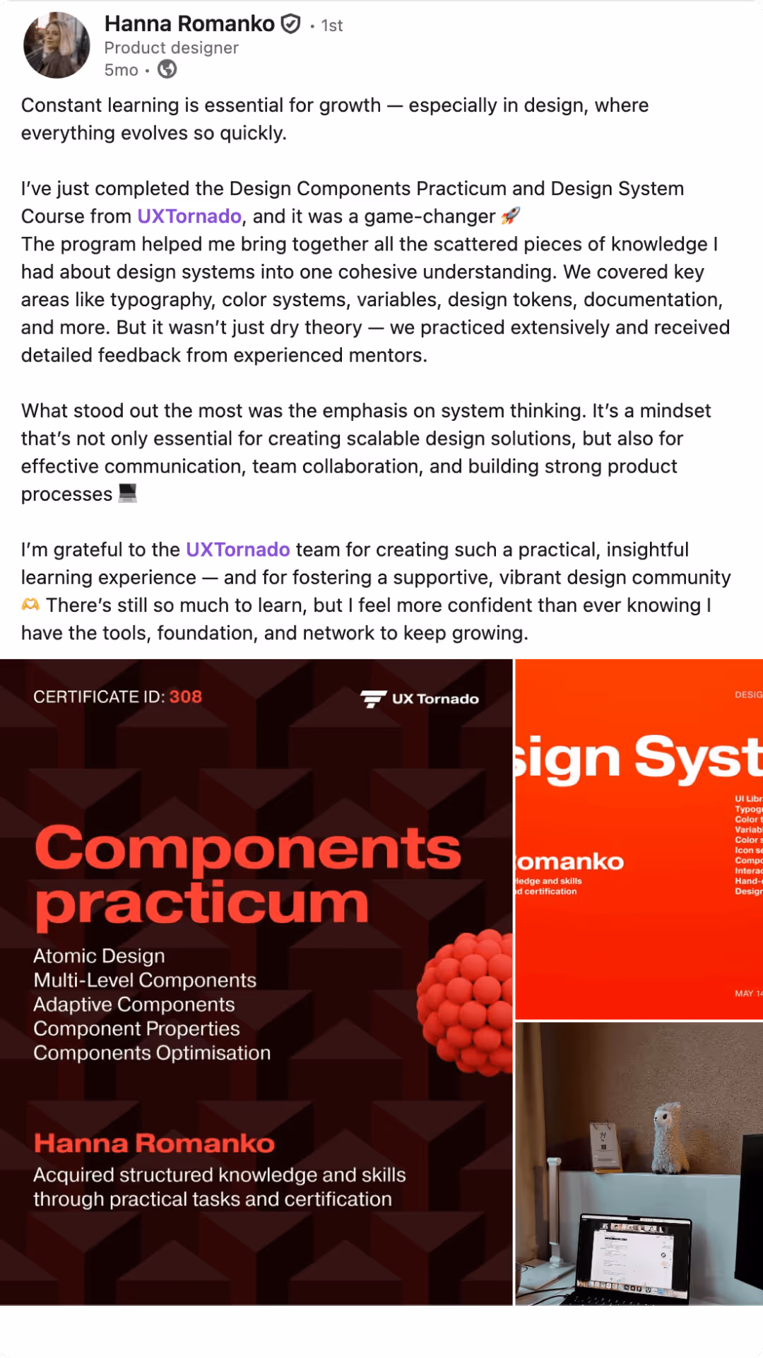 Дизайн система курс UX Tornado Відгук 4