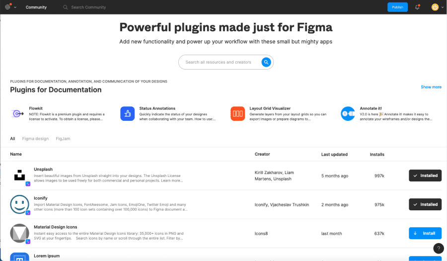 plateforme de téléchargement de plugins figma