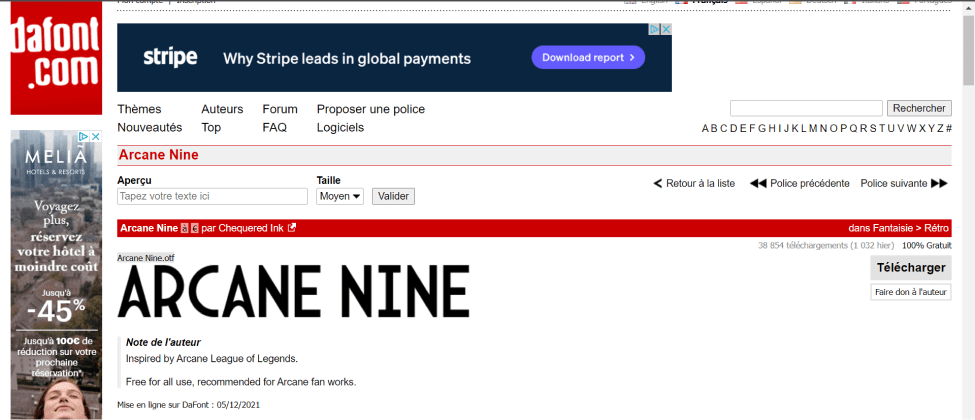 Télécharger une police depuis l'outil Dafont