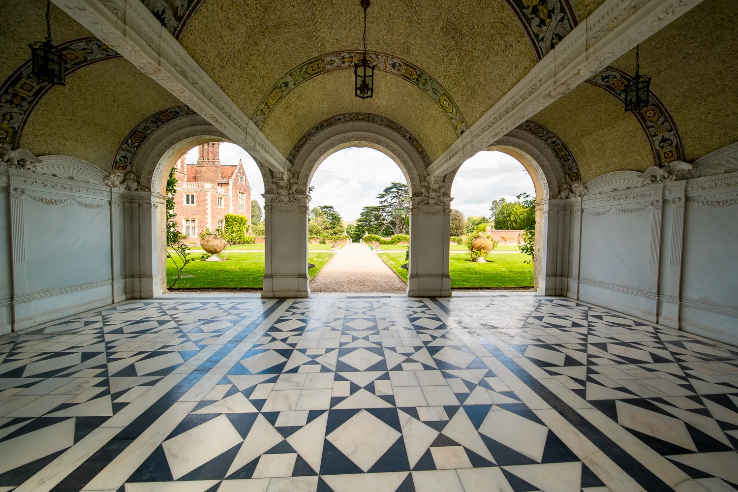 The Loggia in North Mymms Park - A stunning three-arch marble structure with mosaics, set in beautiful gardens, ideal for ceremonies