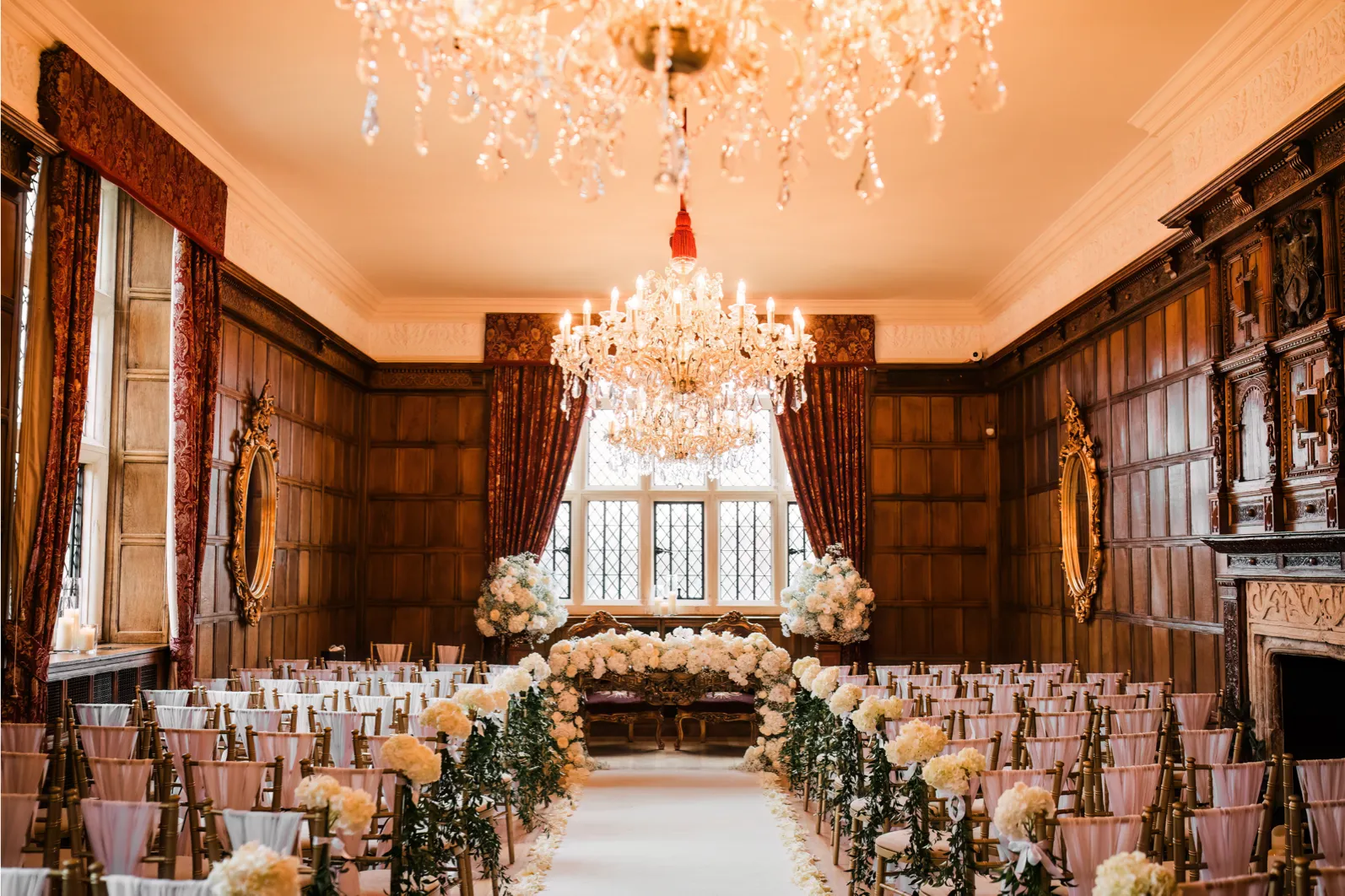 Glorious Civil ceremony set up in the Jacobeean Room in North Mymms Park Mansion House