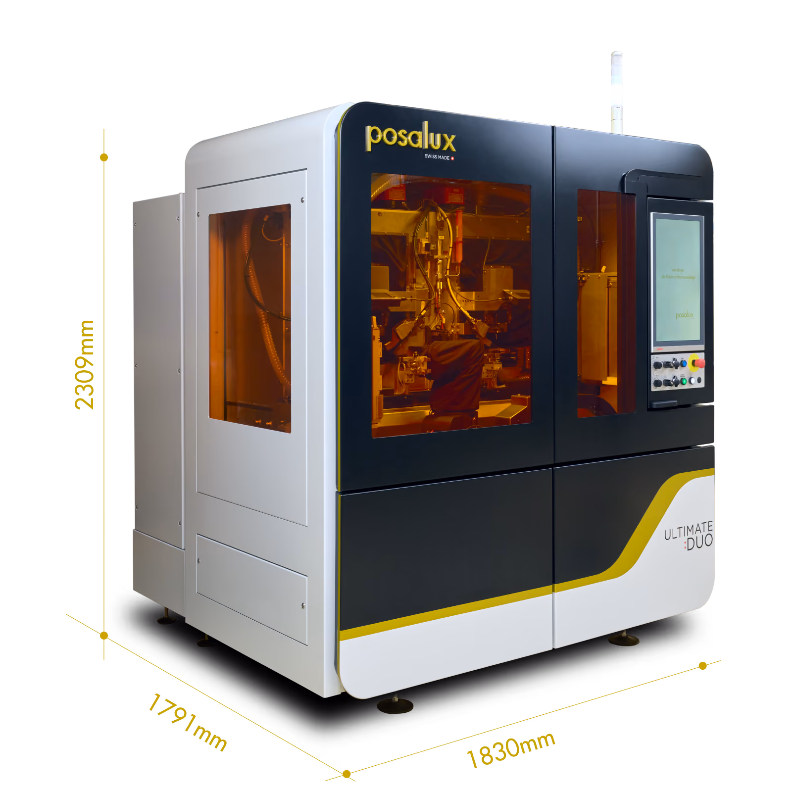 Posalux Ultimate Duo industrial machine with dimensions 2309mm height, 1791mm depth, and 1830mm width.