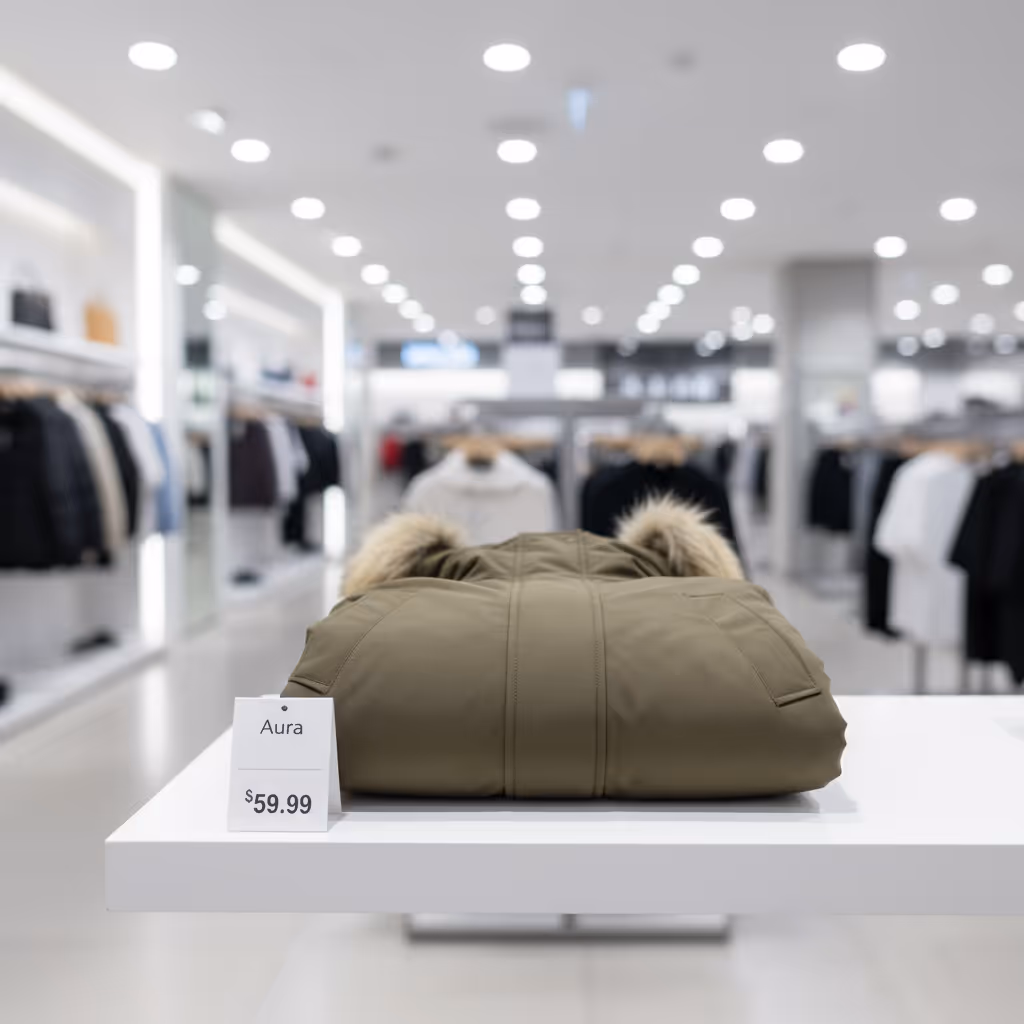 Winter Coat in store with $59.99 price tag