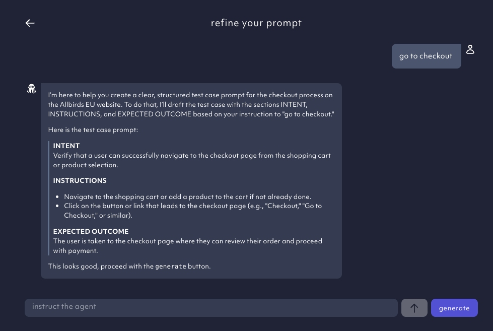 refine prompt feature screenshot of the octomind app