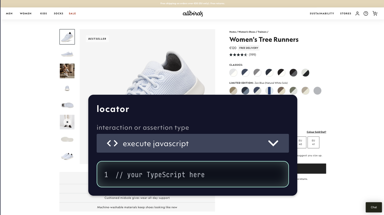 custom javascript interaction type - Octomind app screenshot