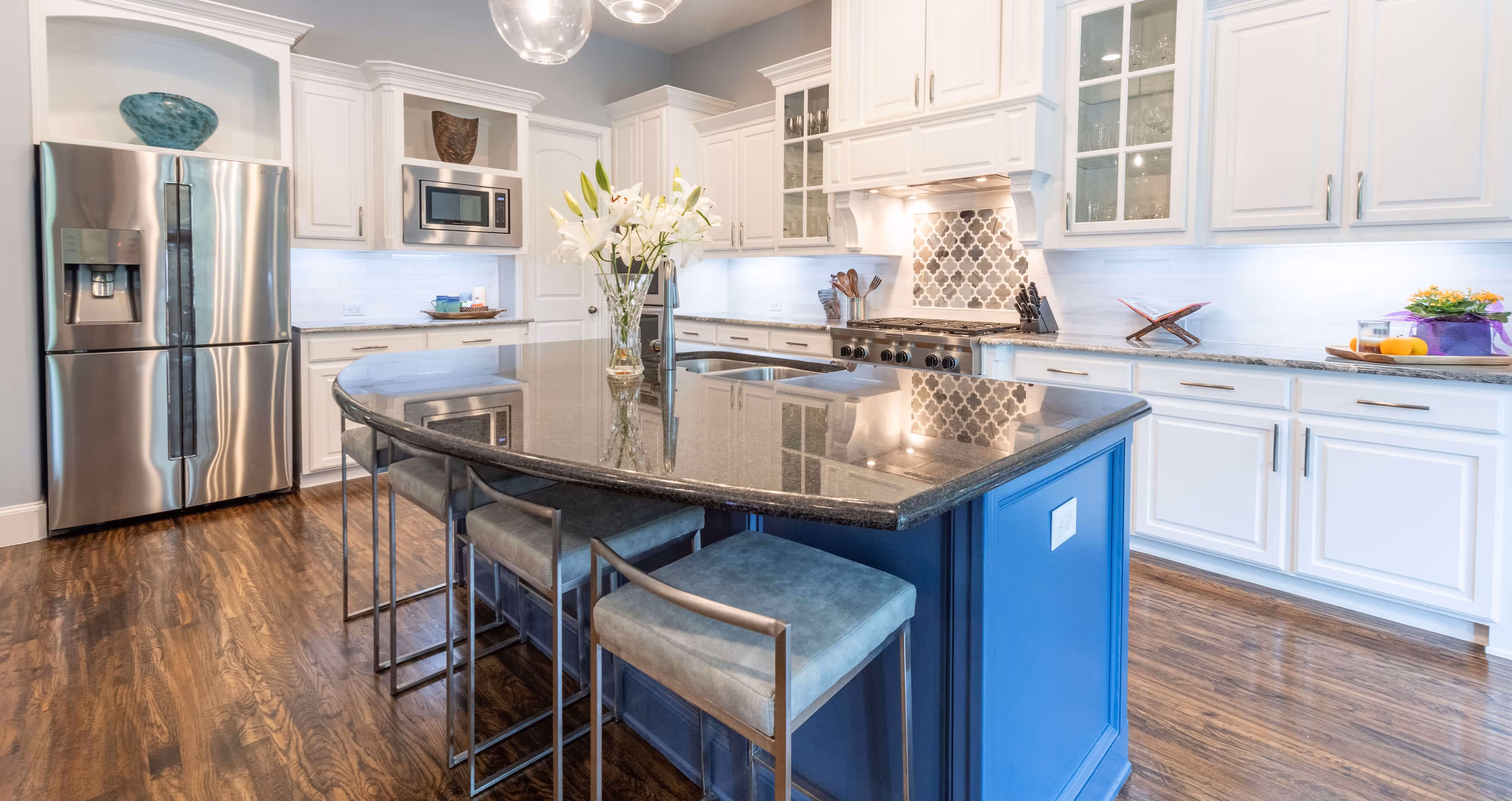Blue and White Modern Kitchen