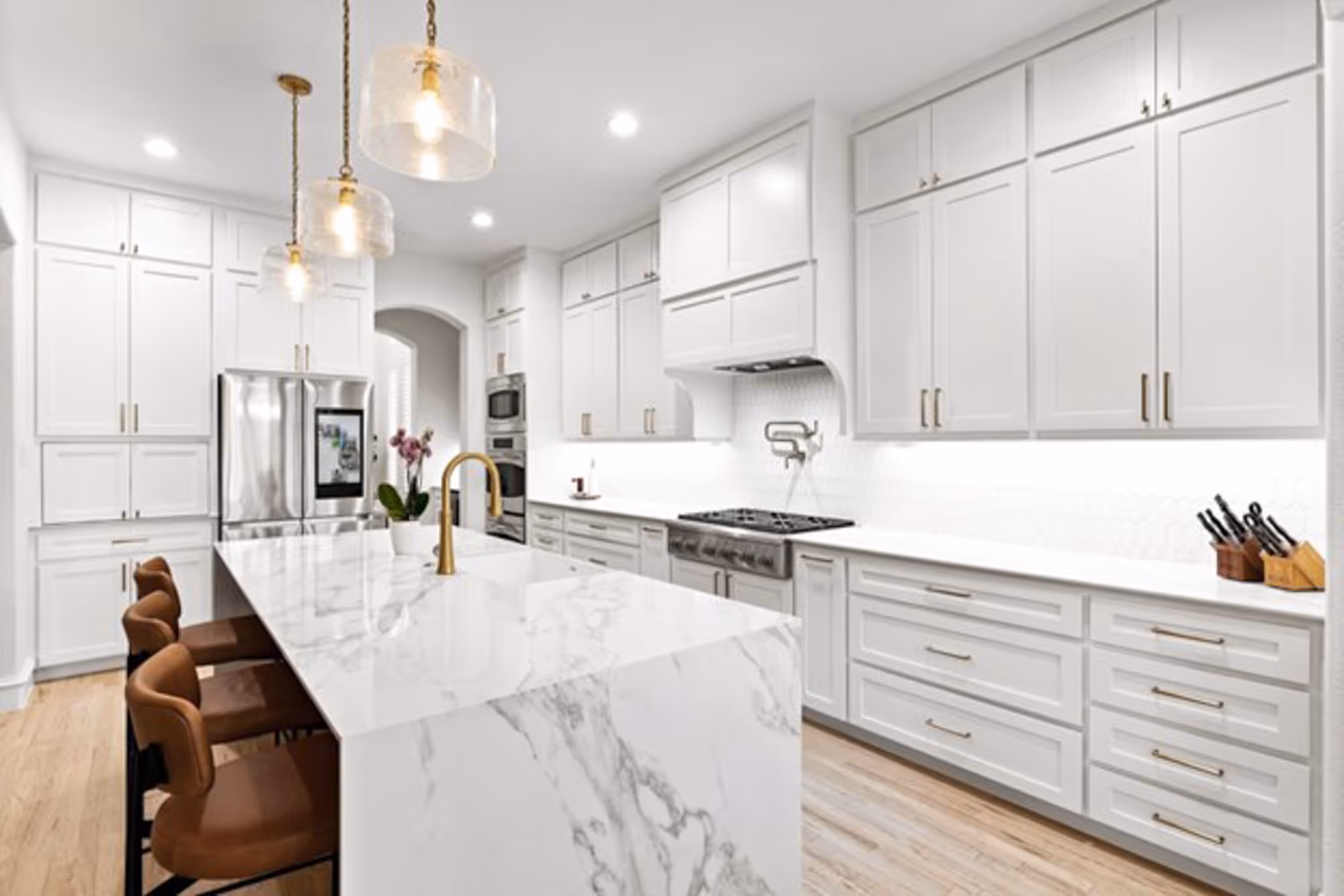 Kitchen renovation white cabinets in Dallas TX