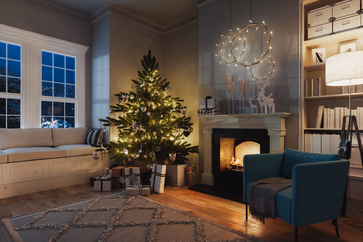 Christmas Tree Besides Fire Space