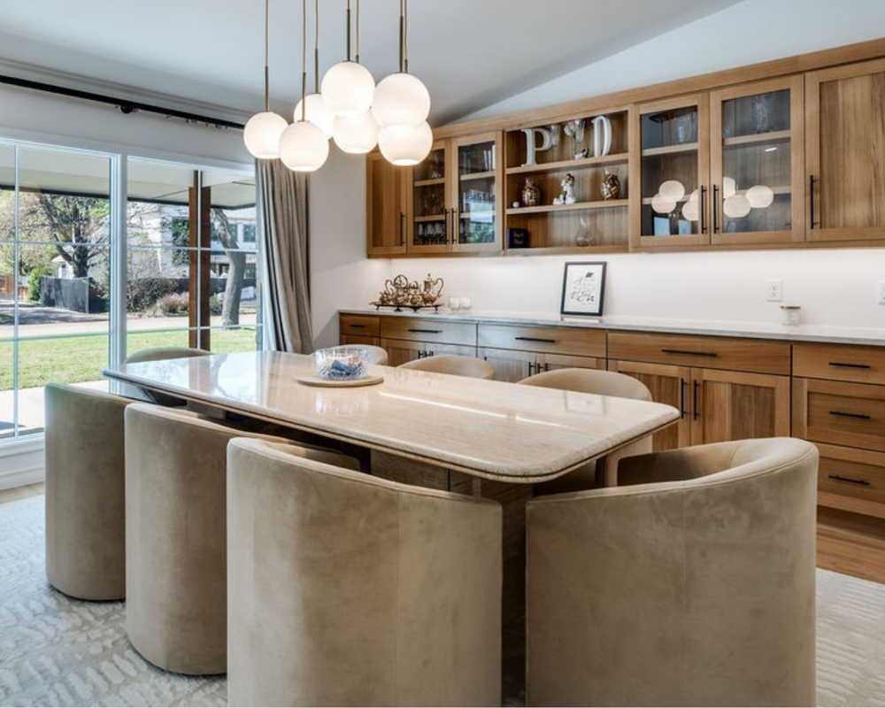 Luxury dining and built in cabinetry