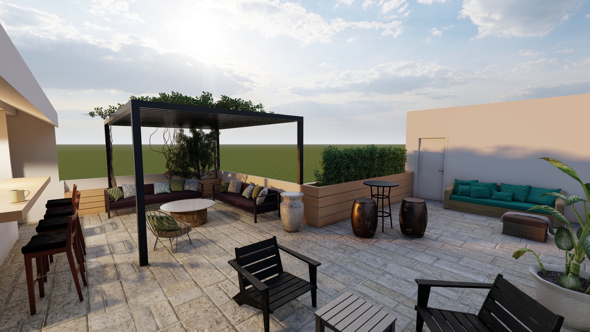 terrasse du le toit de la maison
