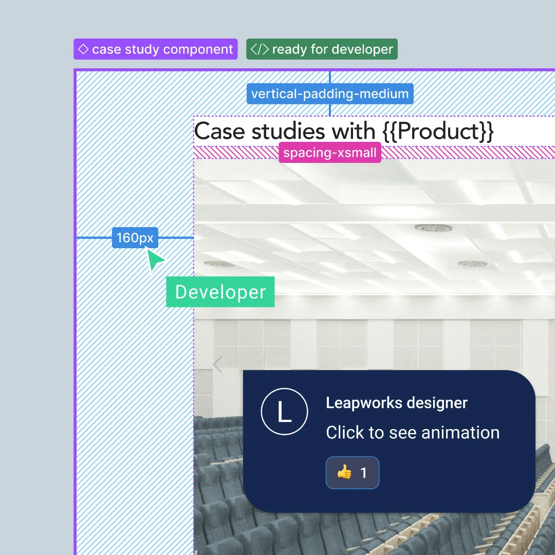web design component being inspected by a developer using figma