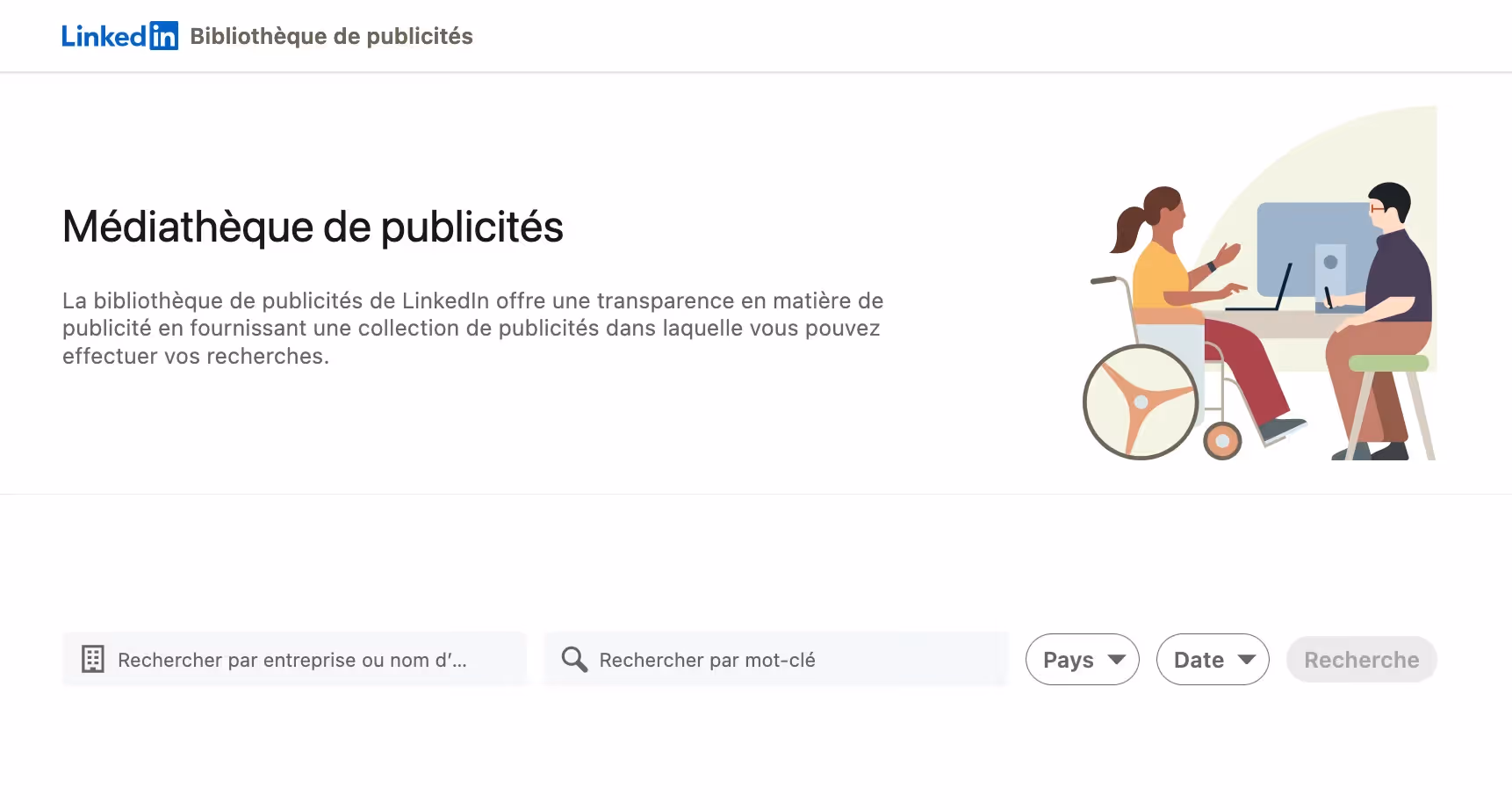 Bibliothèque publicitaire Linkedin