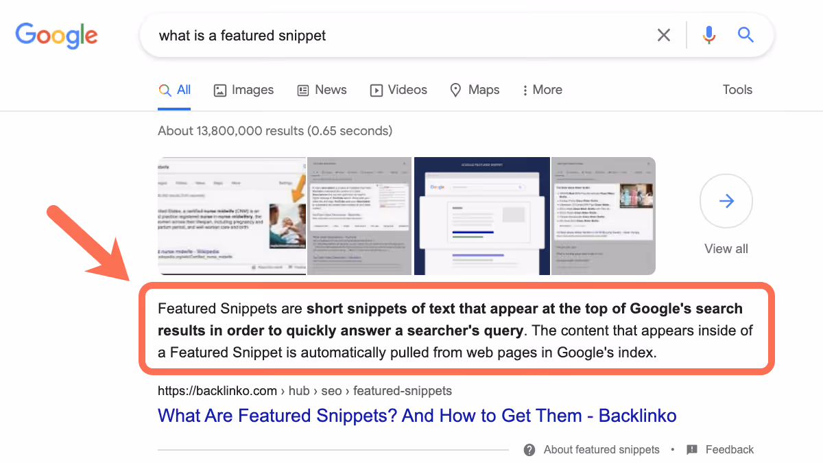 featured snippet google