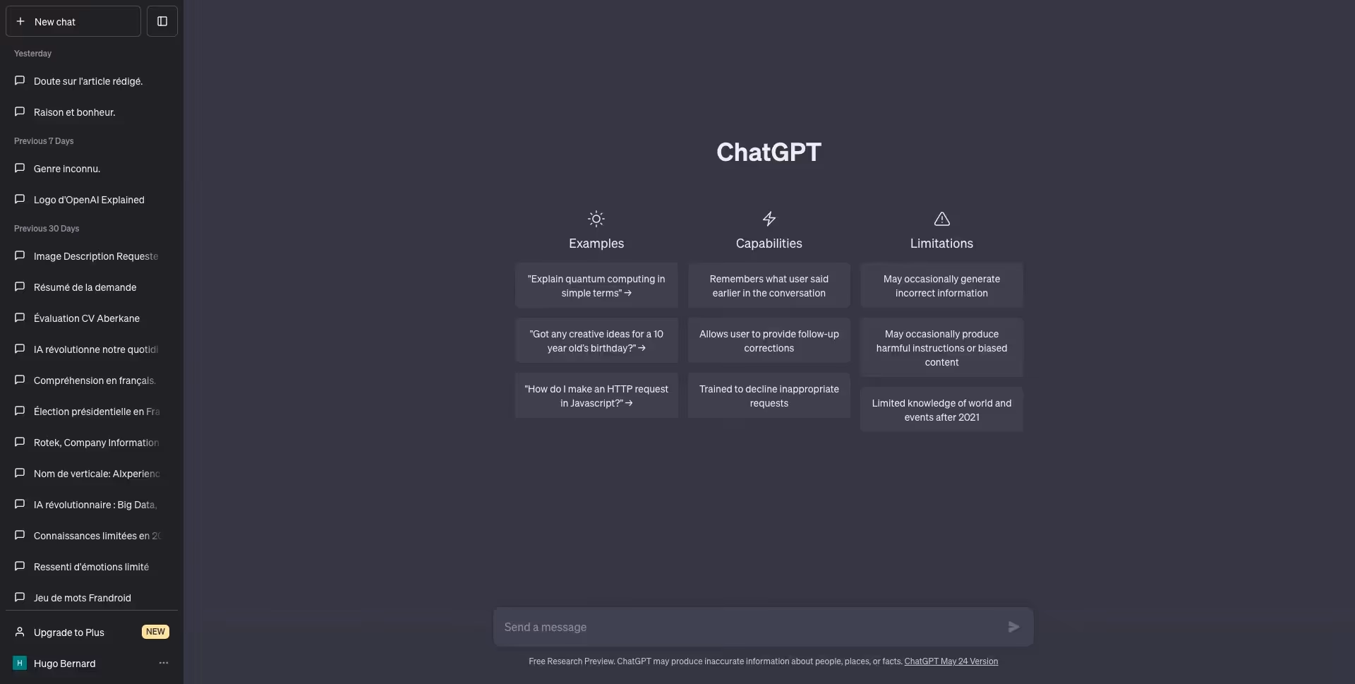 Interface chat gpt