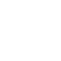 Ícone ilustrando um professor dando aula na lousa e 5 alunos assistindo, em forma de bonecos simples.