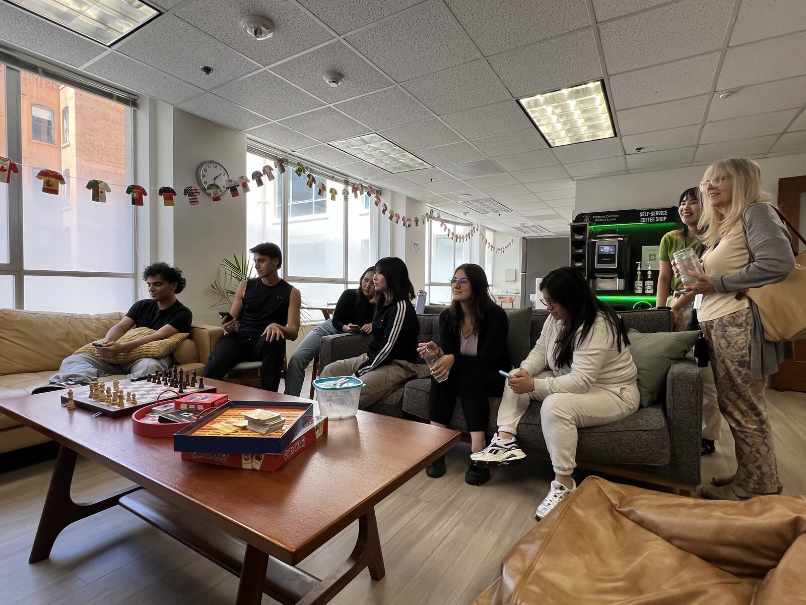 CWC students making choices together during a campus lounge activity
