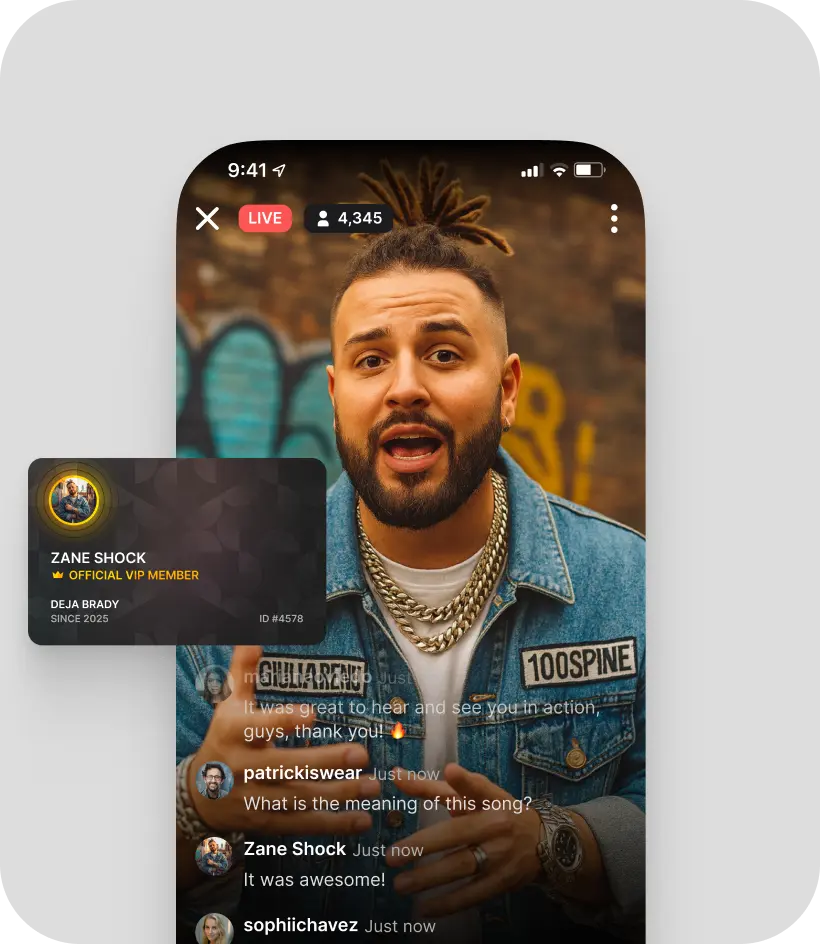 Host private livestreams for VIP subscribers. Offer behind-the-scenes access, Q&As, and intimate performances for your core fans.