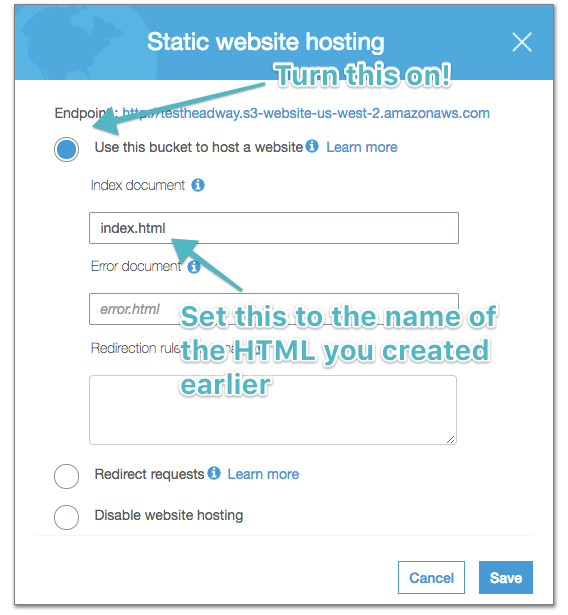 Static website radio button and index file name