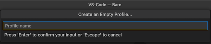 screenshot of how to name vscode profiles