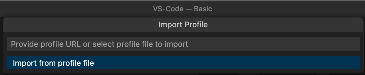 screenshot of the import options for a VSCode profile