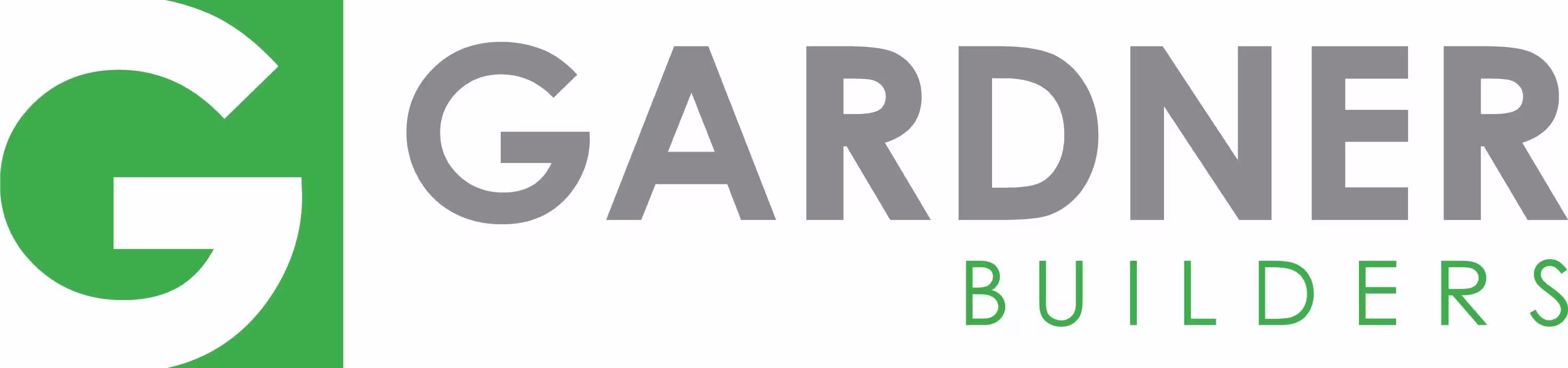 Gardner Builders logo featuring a green and white stylized G and the company name in gray and green text.