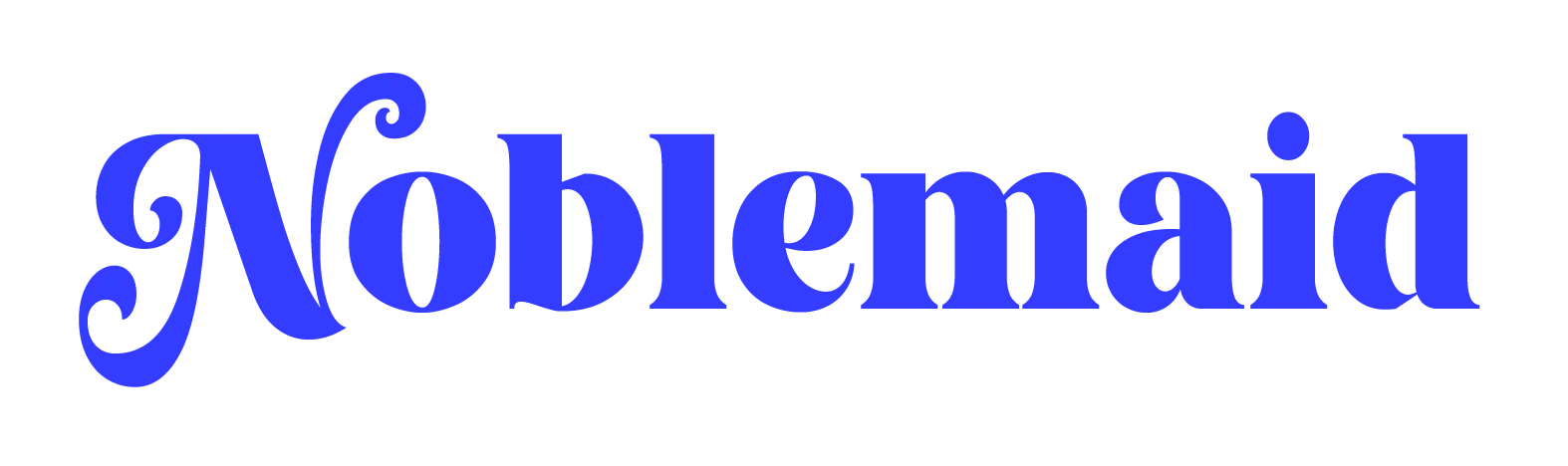 Noblemaid logo in blue lowercase letters with a stylized loop on the letter 'n'.