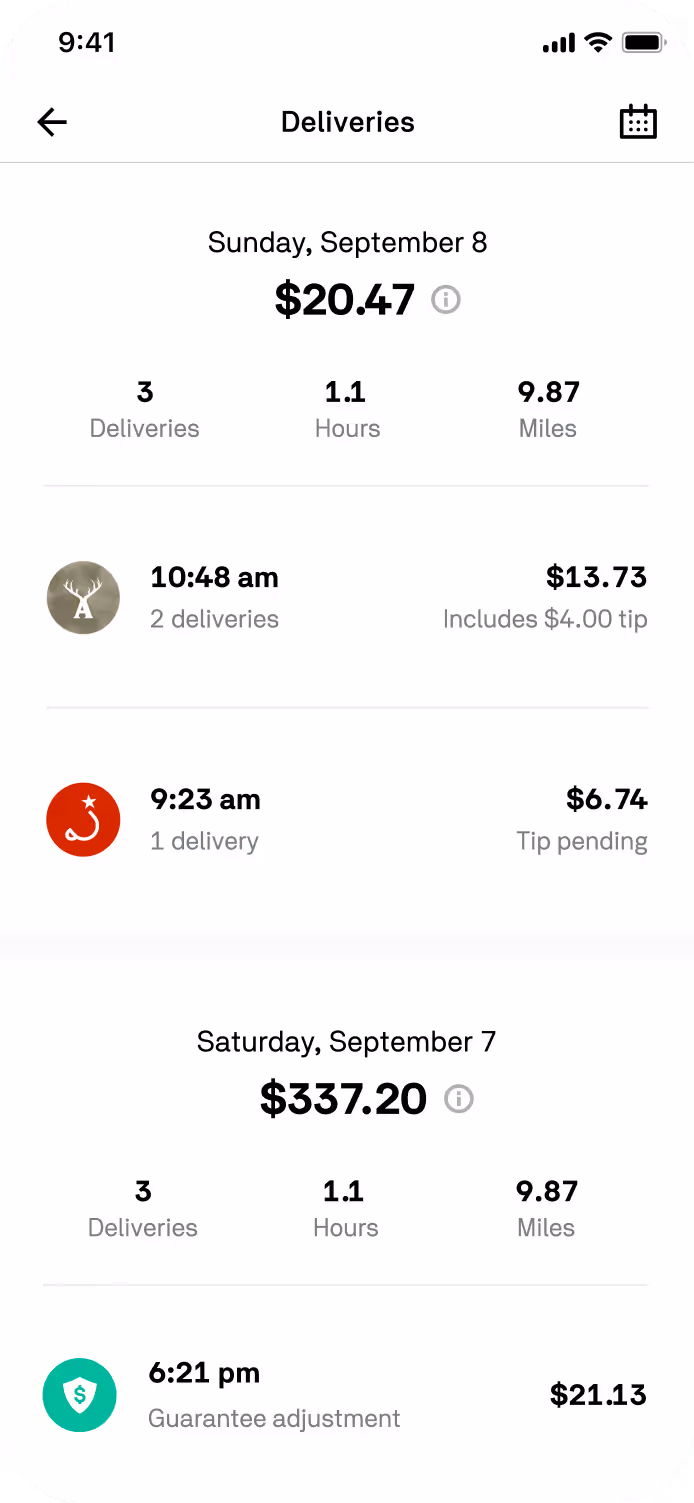 Postmates fleet app, deliveries