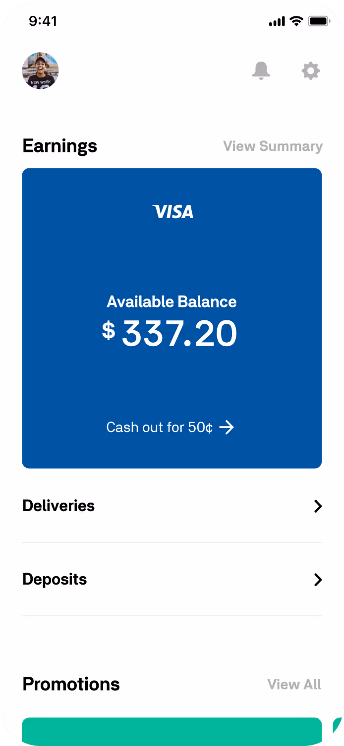 Postmates fleet app, dashboard