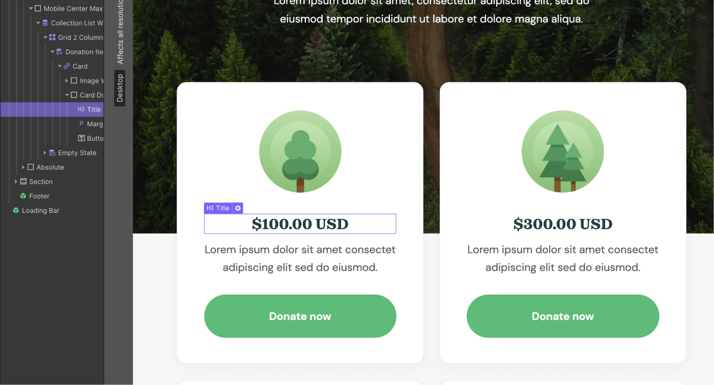 eCommerce Products - Donate X Webflow Template