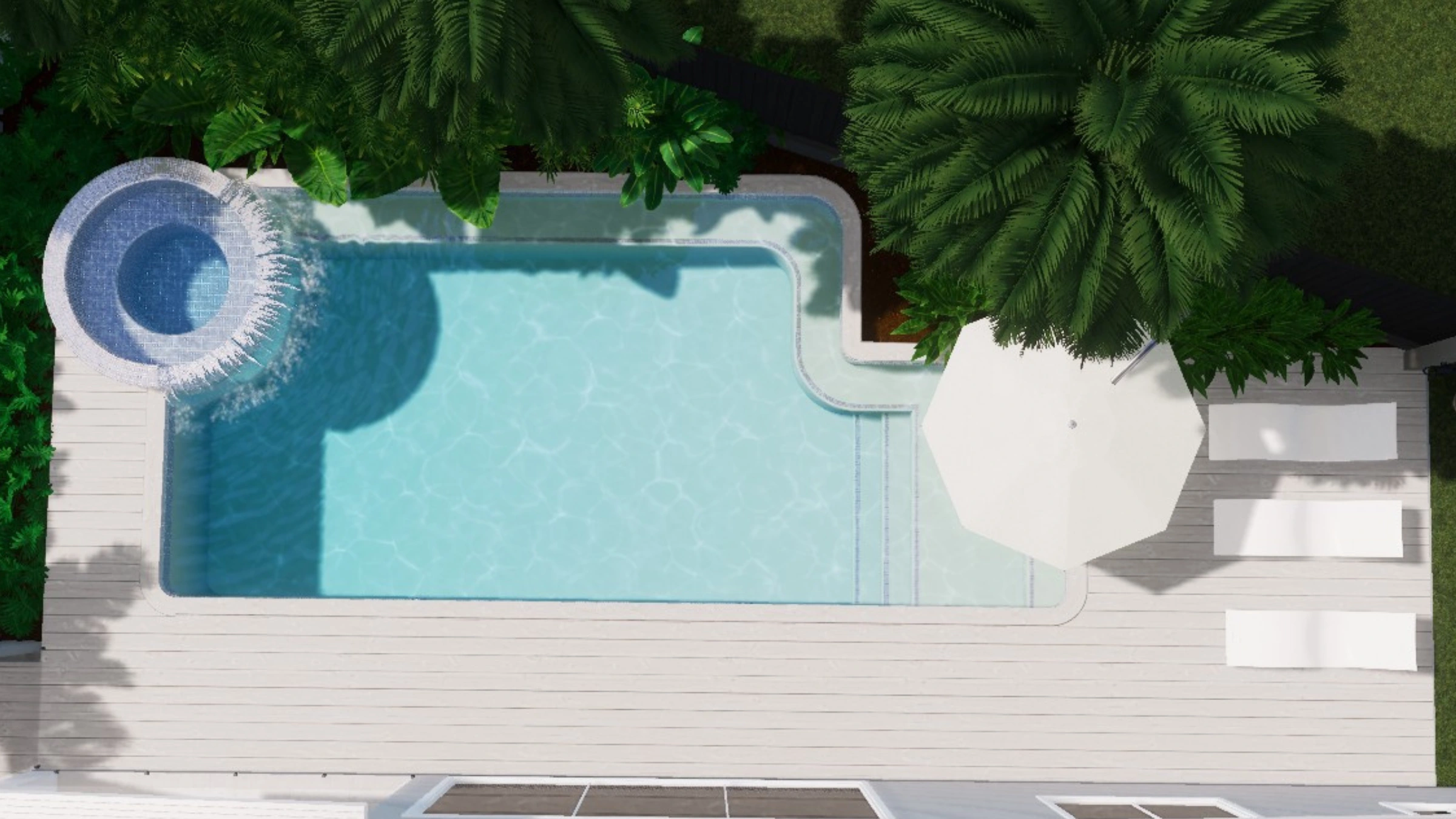 Swimming pool with spa