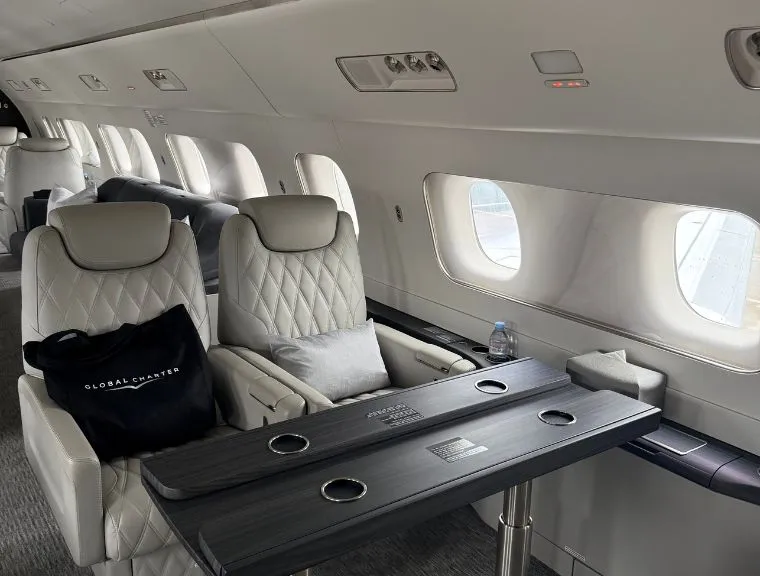 Client Immersed in Private Jet Dining Experience