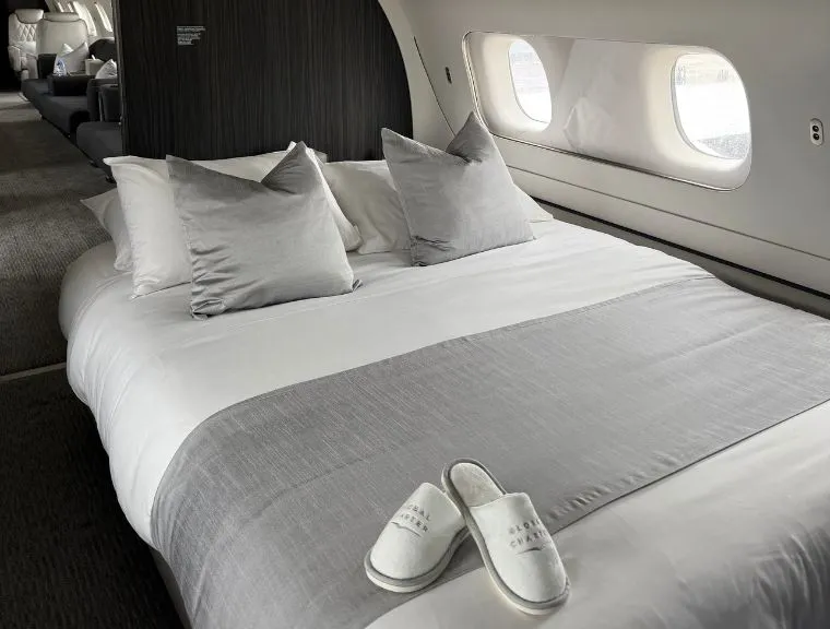Client Working and Relaxing in the Private Jet Bedroom