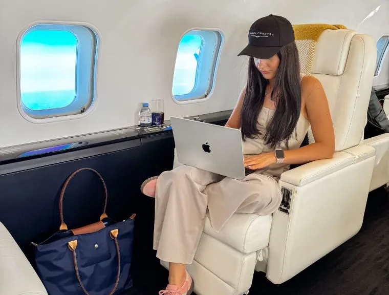 Team Members Experiencing Private Jet Travel First hand