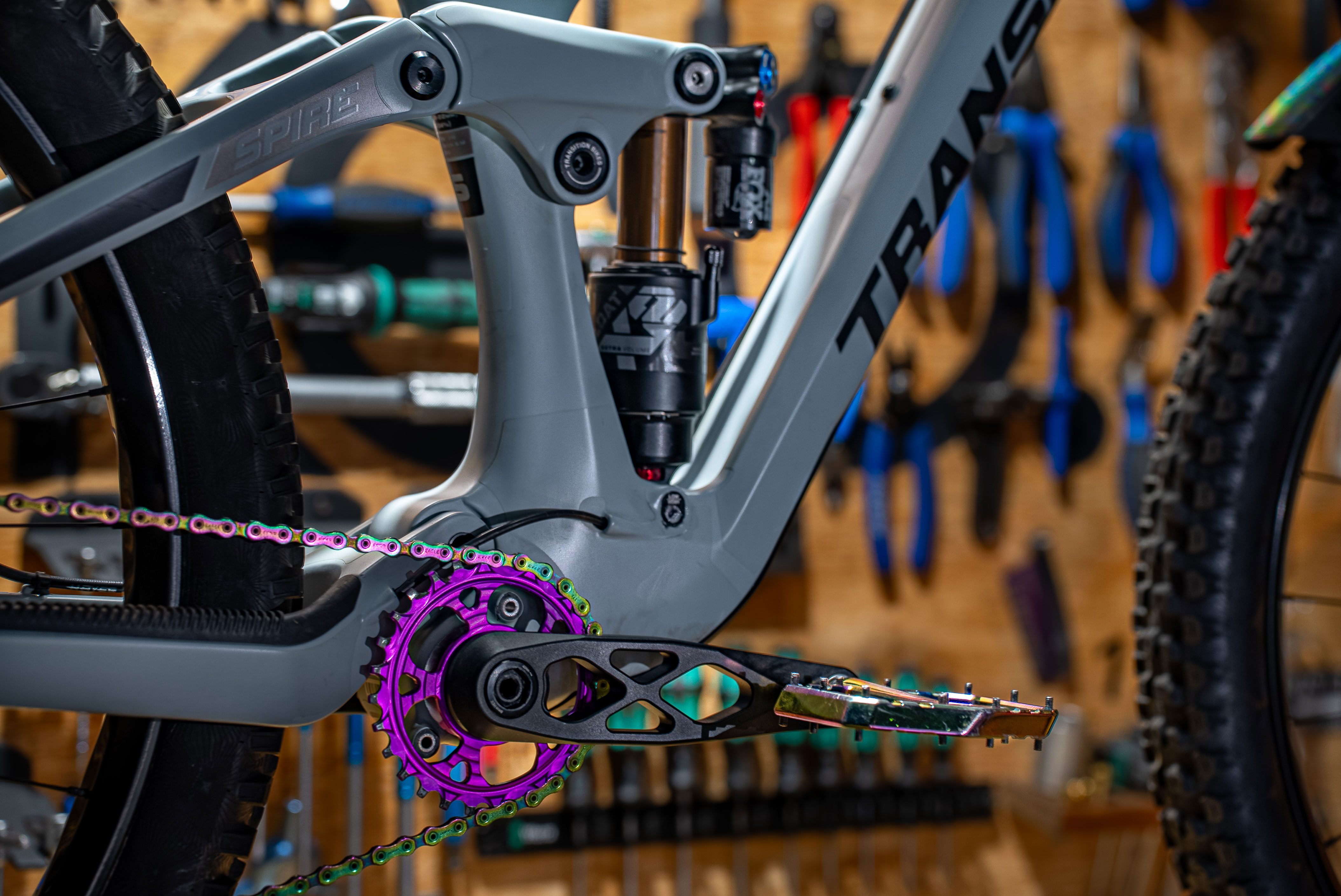Custom designed biked with anodizing chains and gears