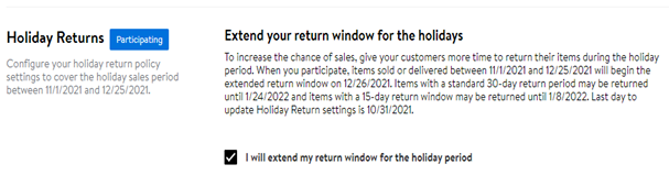 Extended Holiday Returns