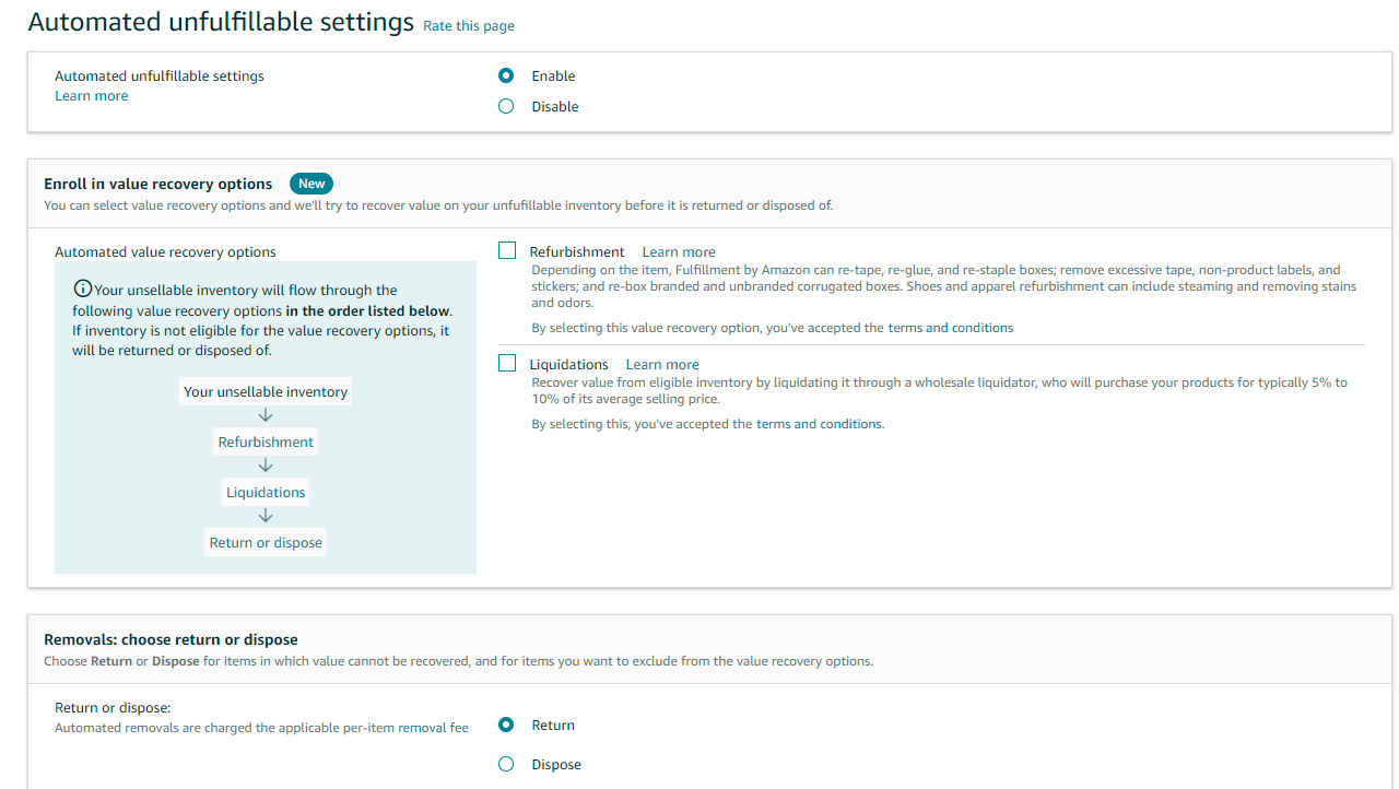 Automated Unfulfillable Settings