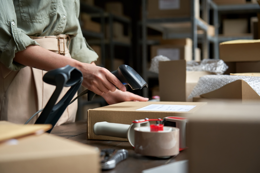 Woman scanning an order for shipment