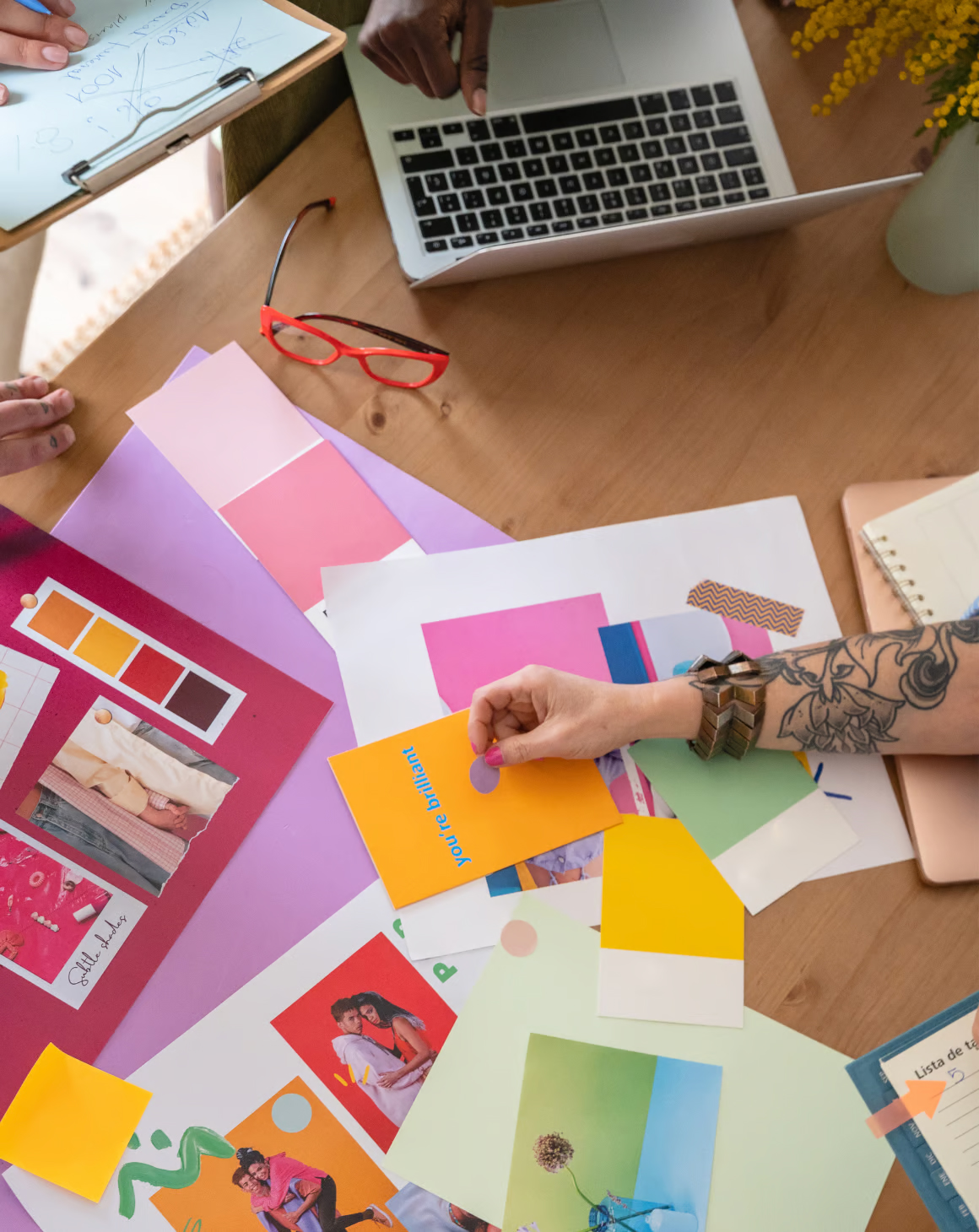 A team of people working on creative for ads