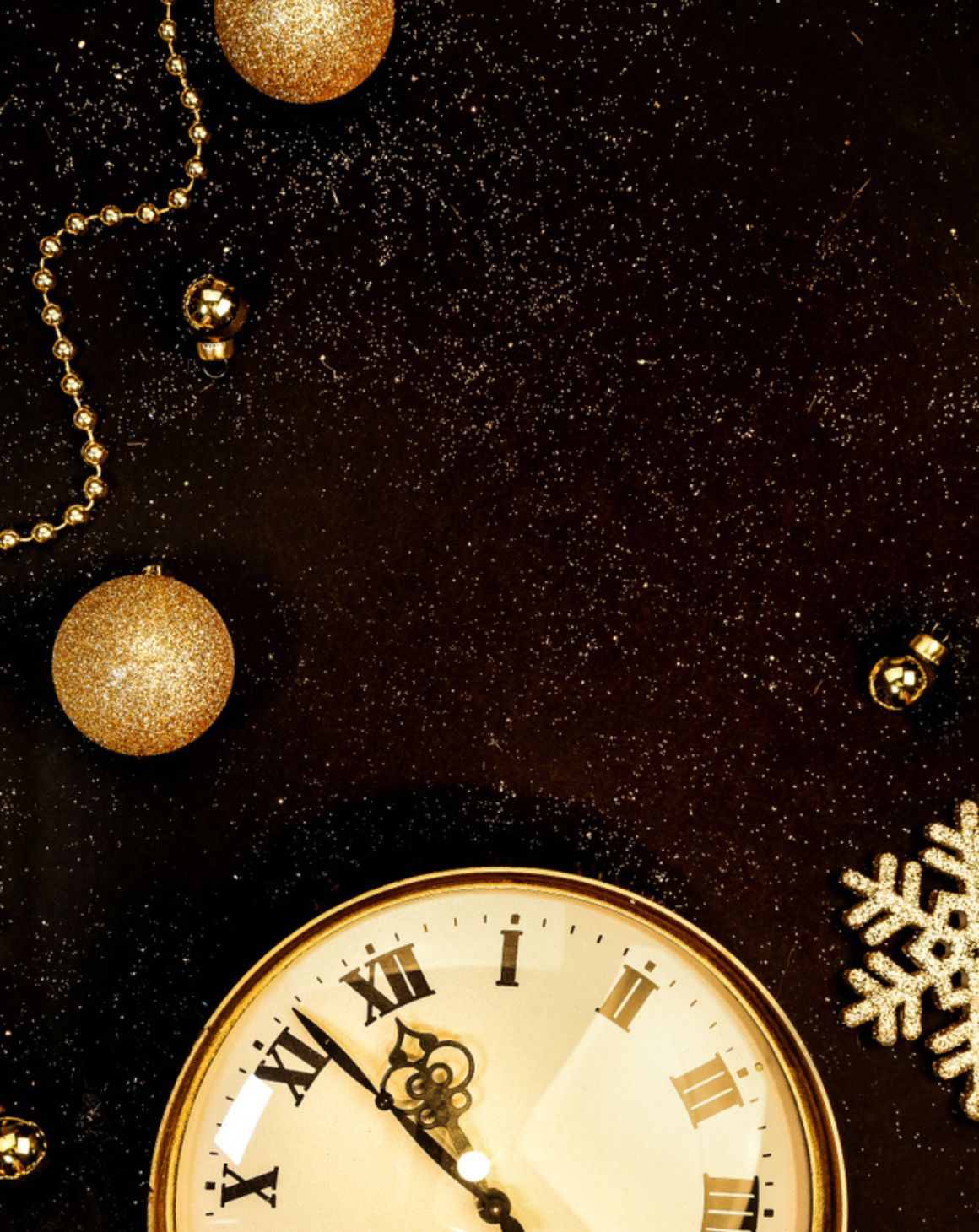 a clock in a holiday/winter themed background