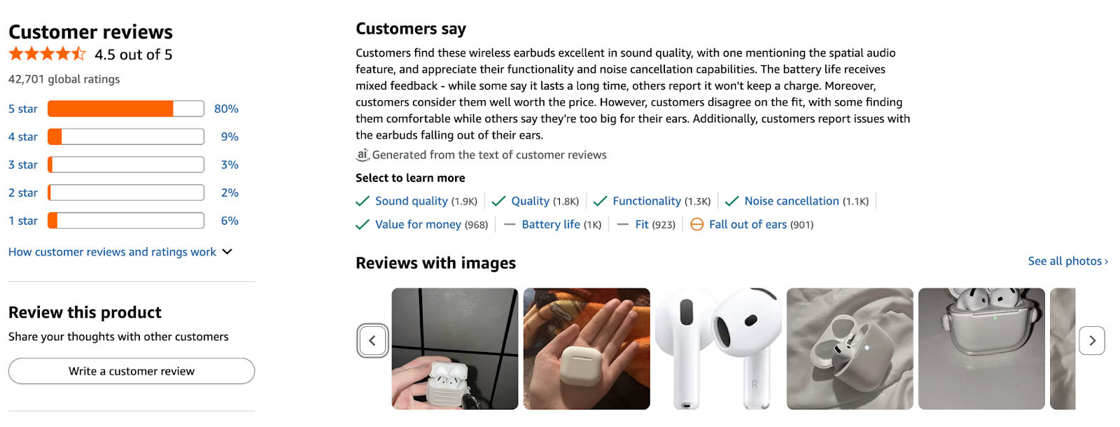 Amazon reviews example Apple