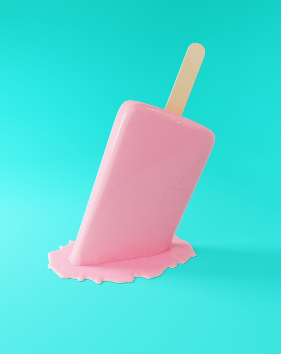 a melting popsicle against a bright blue background
