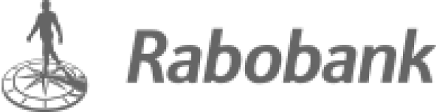 Rabobank logo featuring a human figure standing on a stylized globe.