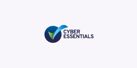 Cyber Essentials logo with a blue checkmark in a circular shape.