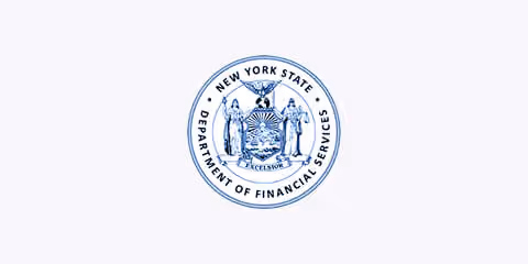 Seal of New York State Department of Financial Services with emblem and text in blue.