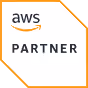 AWS Partner logo with orange corner detail