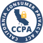 California Consumer Privacy Act (CCPA) circular logo with state of California and lock icon.